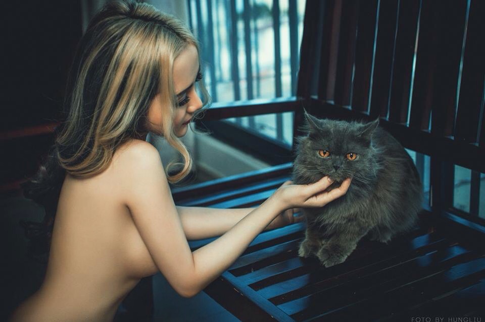 Asian Model Half Naked Pose